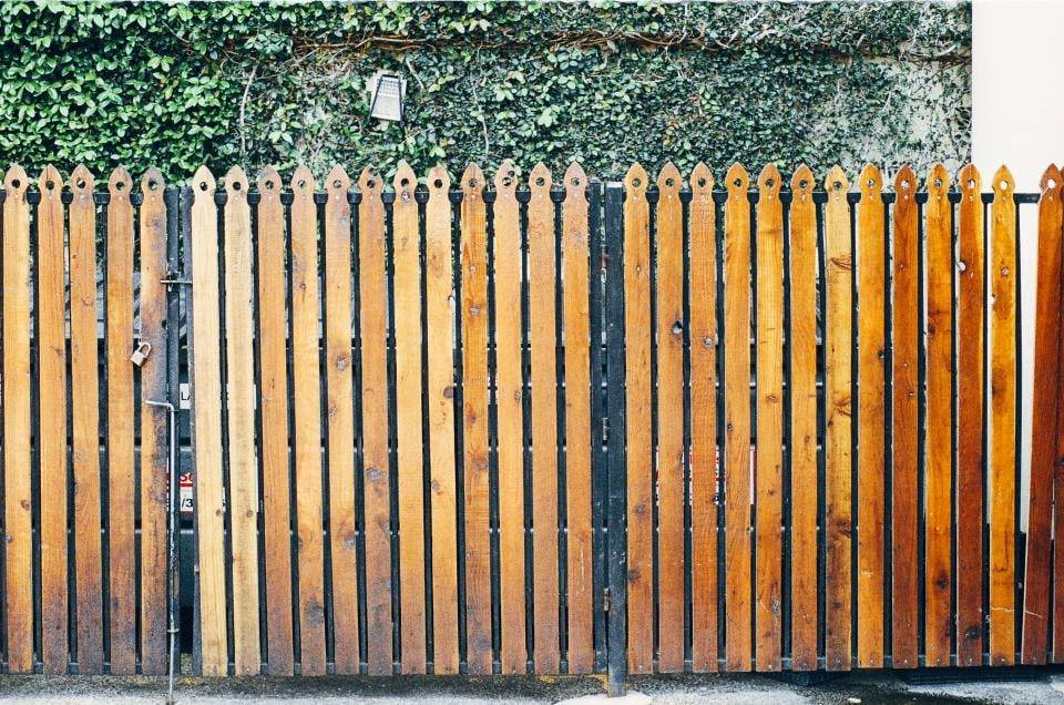 Stained wooden privacy fence