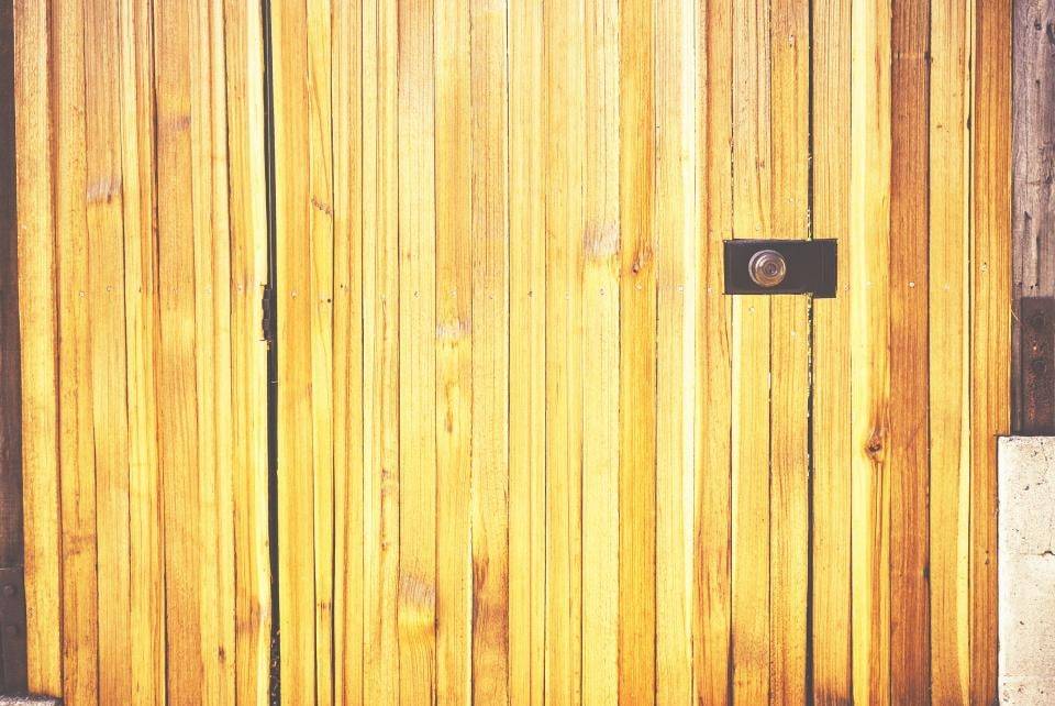 Freshly stained wood gate